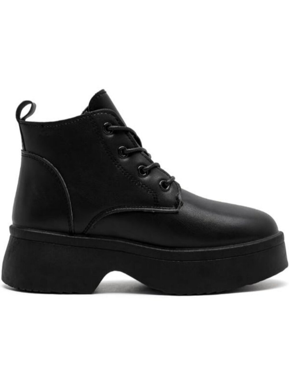 Women's Chelsea Boots Slip On Black Boots Ankle Wedge Chunky Lace Up Booties - Picture 2 of 6